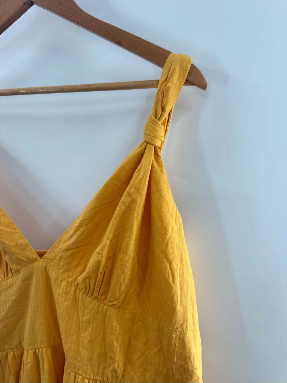 NWT Abercrombie & Fitch Cotton Tiered Smocked Maxi Dress Golden Yellow Size XL